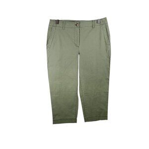 Talbots Petite 14P Green Capri Pants With‎ Pockets & Zipper Closure For Women